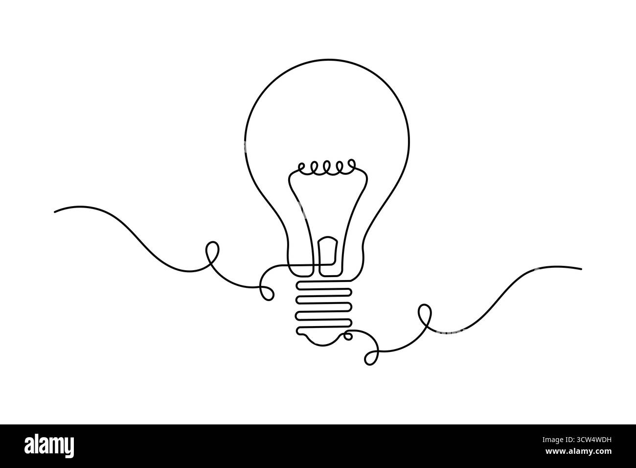 Lampadina Art a linea singola Vector Design minimalista Creative idea Icon Design. Illustrazione Vettoriale