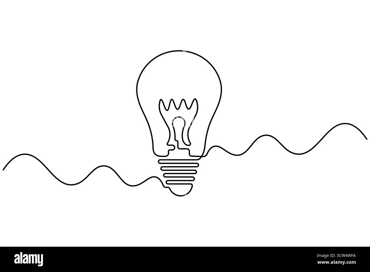 Lampadina Art a linea singola Vector Design minimalista Creative idea Icon Design. Illustrazione Vettoriale