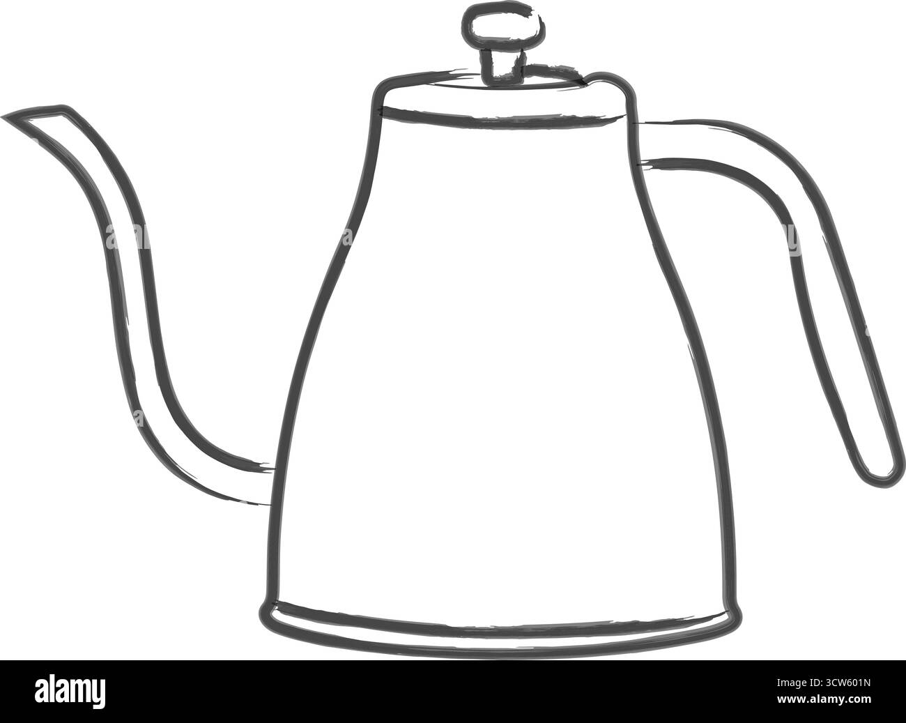 Il bollitore dal design minimalista è dotato di un beccuccio stretto e di un coperchio a cupola, ideale per l'erogazione Illustrazione Vettoriale