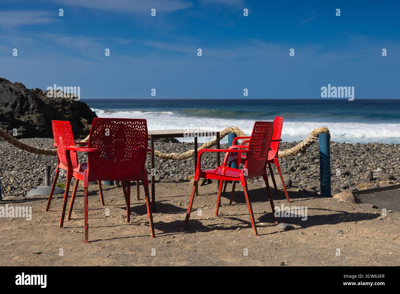 Piccolo ristorante sulla costa, Puertito de Los Molinos Foto Stock