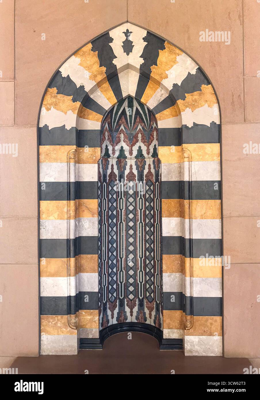 Motivo decorativo egiziano nella grande Moschea del Sultano Qaboos a Mascate, Oman Foto Stock