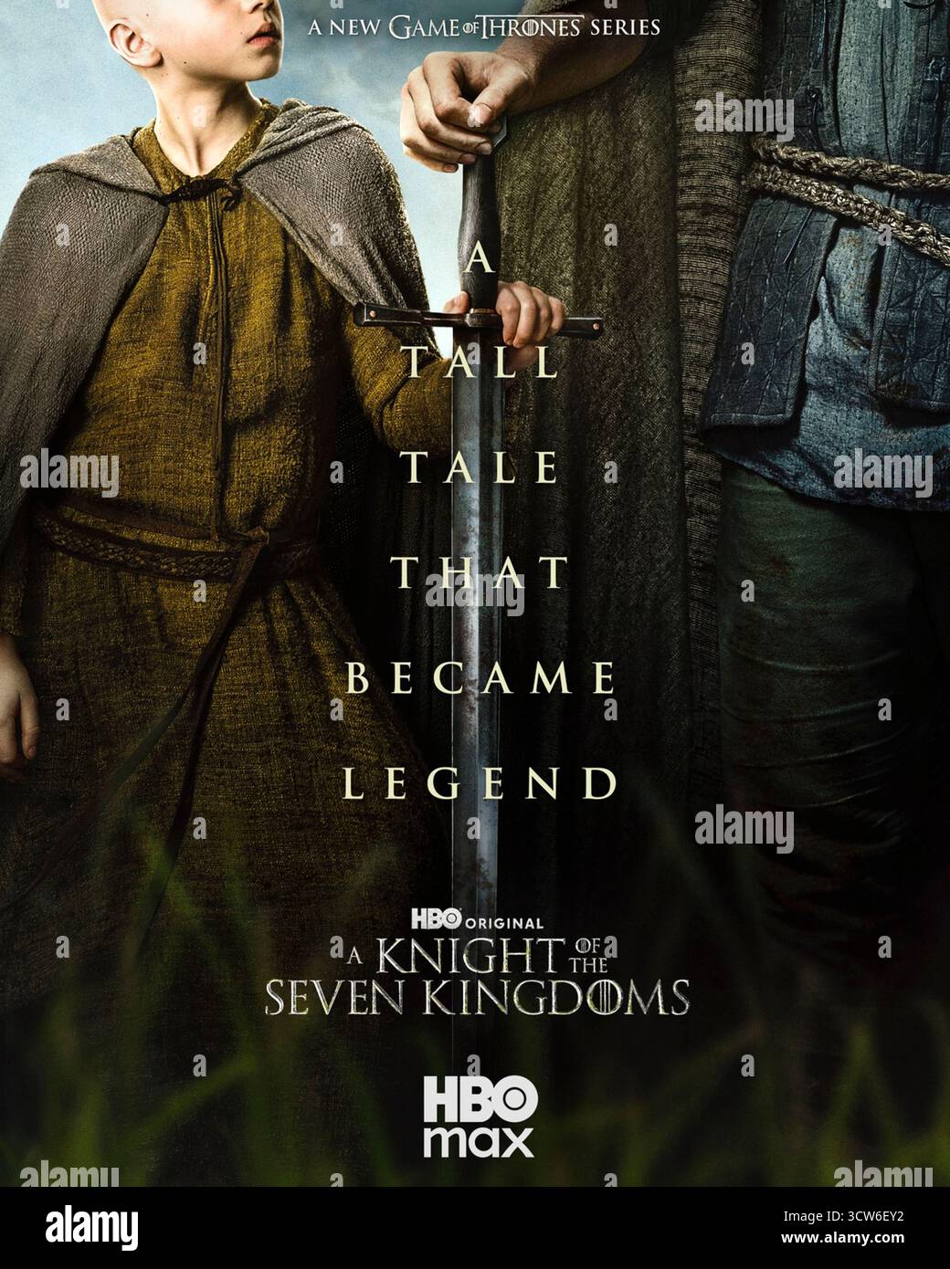 A Knight of the Seven Kingdoms (2025-) serie TV creata da George R. R. Martin e Ira Parker e con Peter Claffey, Dexter Sol Ansell e Finn Bennett. Un'avventura prequel ambientata un secolo prima di "il Trono di Spade", che segue Ser Duncan il Tall e il suo squire Egg mentre affrontano pericolose esplosioni a Westeros sotto il dominio di Targaryen. SOLO PER USO EDITORIALE di poster pubblicitari. Crediti: BFA / HBO Foto Stock