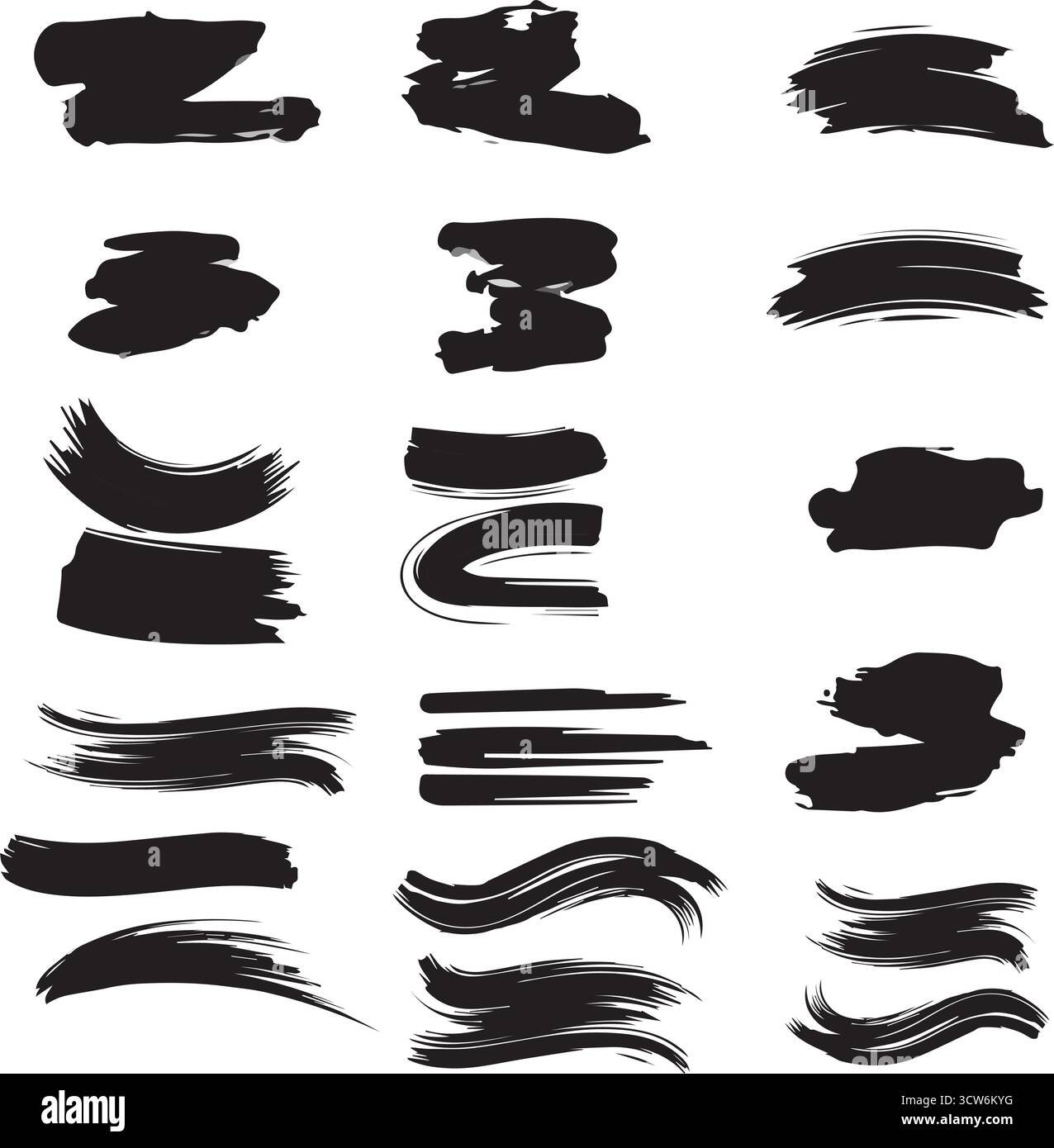 Set di pennelli secchi audaci - texture acriliche Grunge, linee disegnate a mano, tracce d'inchiostro e silhouette a stencil Vector Collection Illustrazione Vettoriale