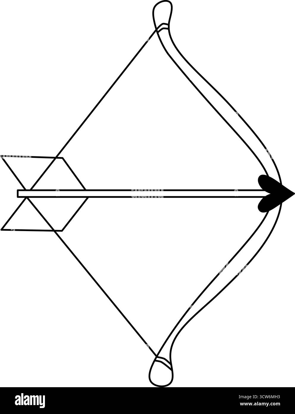 Archer Bow Heart isolato. Illustrazione della linea grafica vettoriale. Semplice illustrazione dell'icona del vettore di prua archer per la progettazione Web isolata su sfondo bianco Illustrazione Vettoriale
