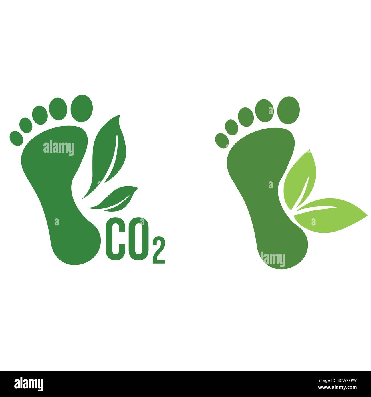 Impronta ecologica, impronta di CO2, riduzione delle emissioni di anidride carbonica, vettore, modificabile e personalizzabile Illustrazione Vettoriale