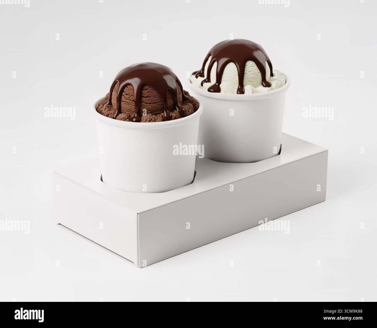 Mockup di tazze per gelato in un portabottiglie Foto Stock