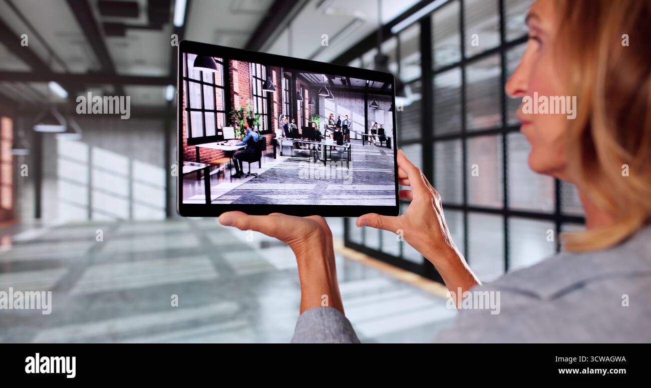 Tecnologia AR per la scansione degli interni e la progettazione 3D dell'ufficio Foto Stock