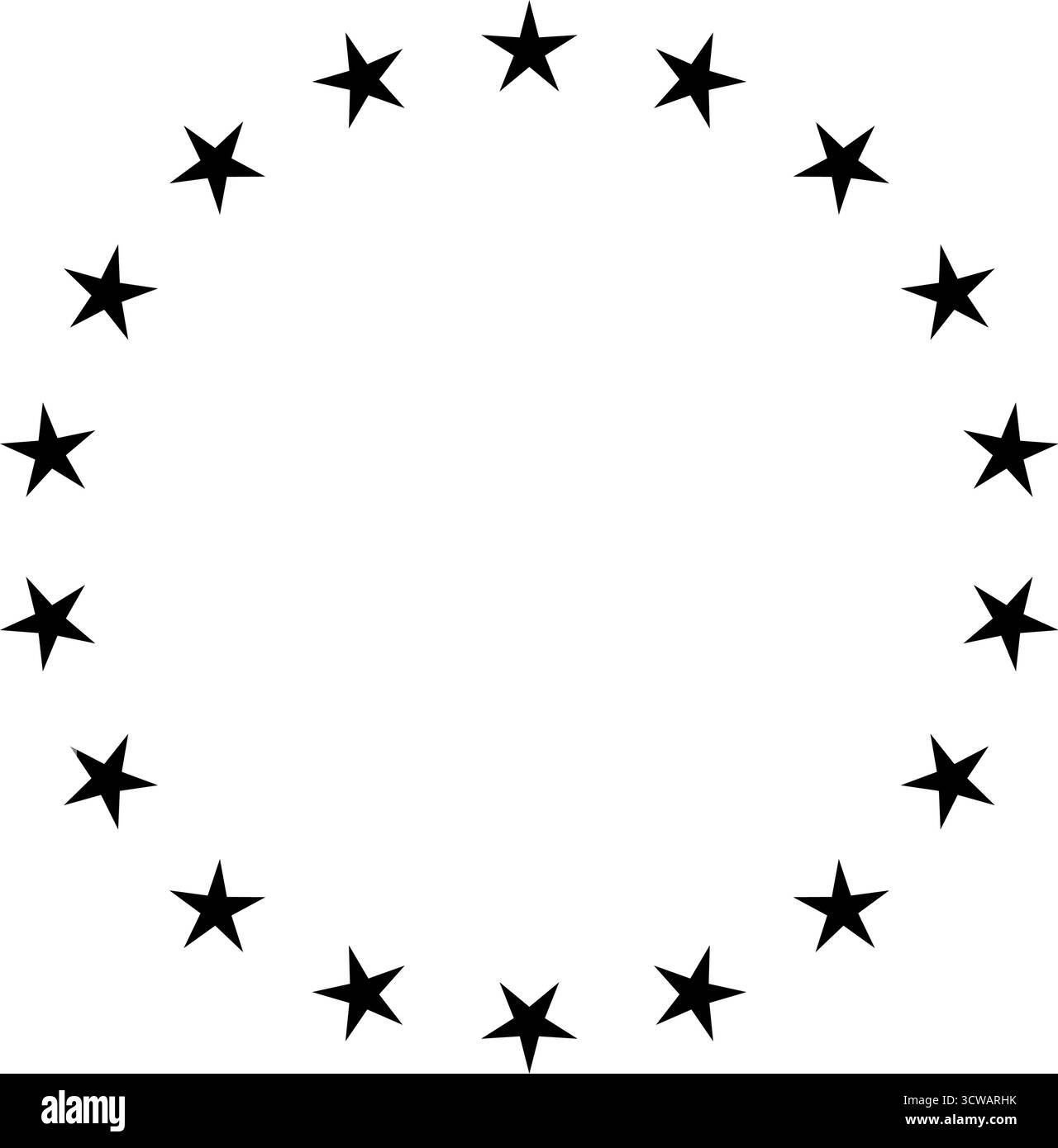 Cornice cerchio a stella. Bordo arrotondato a forma di stella. Emblema europeo. Badge geometrico circolare. Illustrazione vettoriale isolata su sfondo bianco Illustrazione Vettoriale