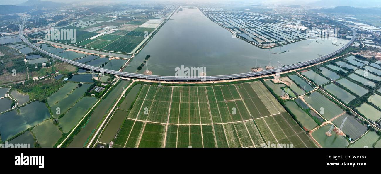 Fotografie aeree del Tonghu Wetland Park nella zona high tech di Zhongkai, Huicheng, Huizhou City Foto Stock