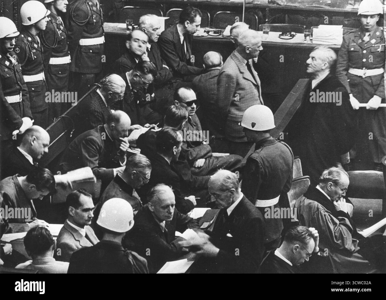 Processo di Norimberga, i principali criminali di guerra, il molo, Norimberga 1946 Foto Stock