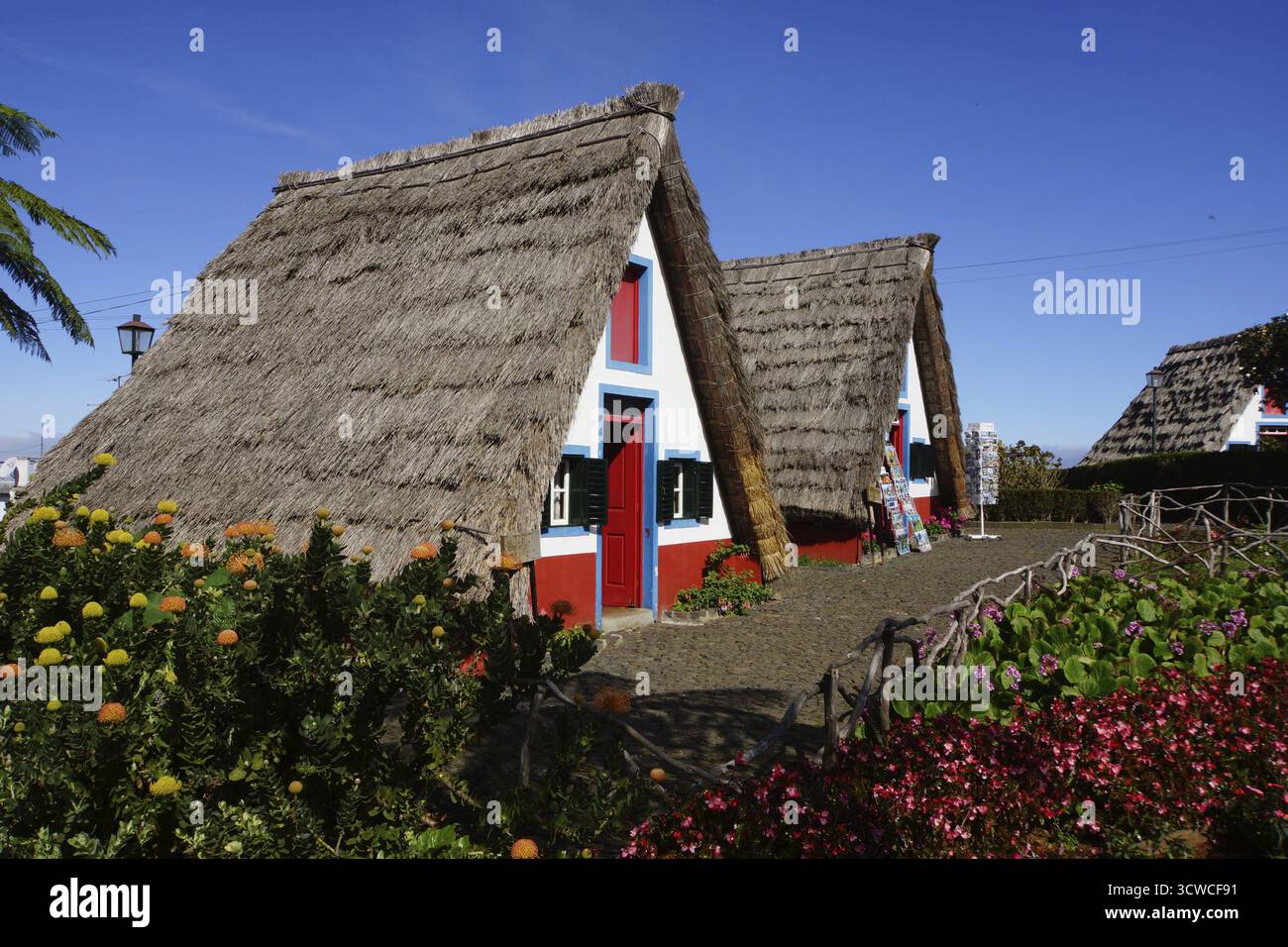 Attrazioni turistiche Casas de Colmo, Santana, Madeira, Portogallo Foto Stock