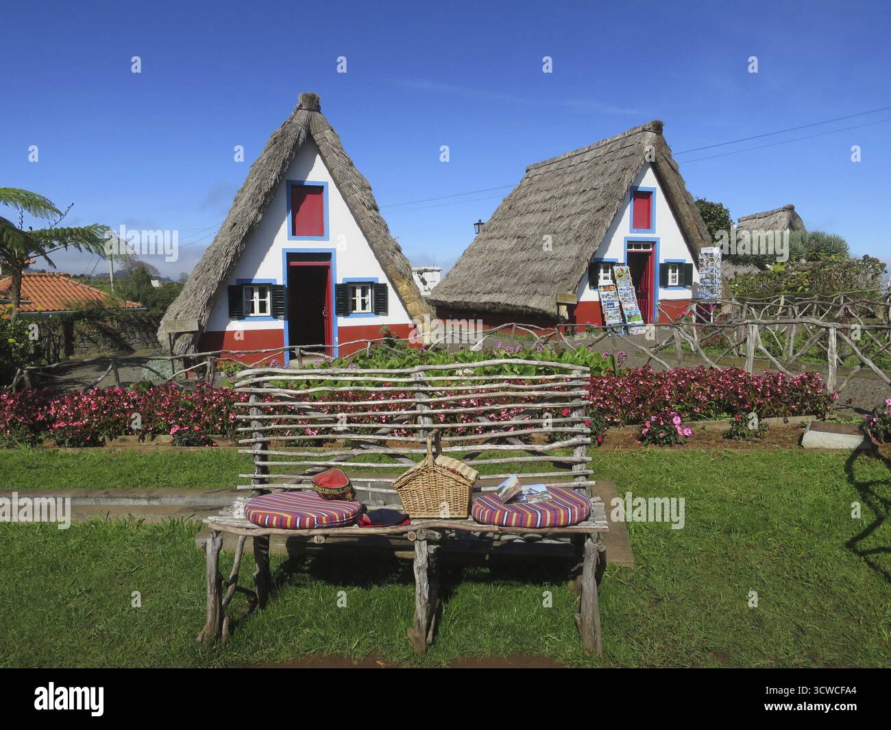 Attrazioni turistiche Casas de Colmo, Santana, Madeira, Portogallo Foto Stock