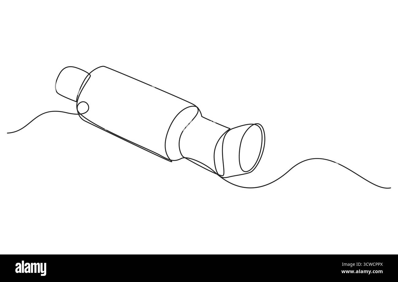 Illustrazione vettoriale a una linea continua dello scarico dell'auto, tubo di scarico dell'auto e sistema del convertitore catalitico a una linea Illustrazione Vettoriale