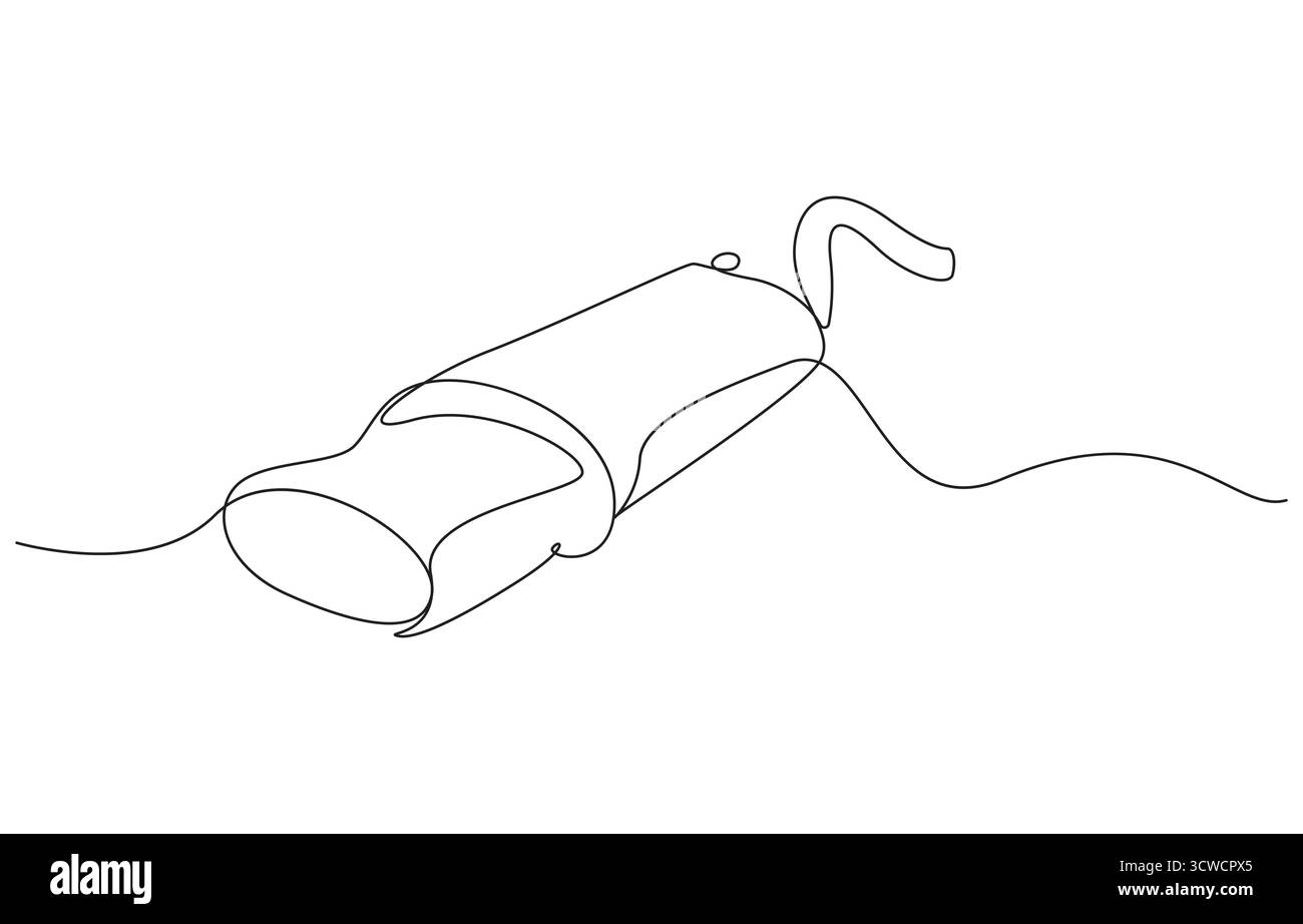 Illustrazione vettoriale a una linea continua dello scarico dell'auto, tubo di scarico dell'auto e sistema del convertitore catalitico a una linea Illustrazione Vettoriale