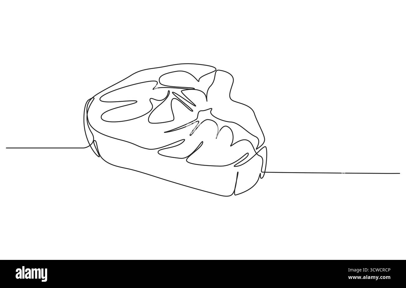 Disegno continuo di carne di vitello, maiale, manzo, carne di vitello, bistecca, barbecue, Illustrazione Vettoriale