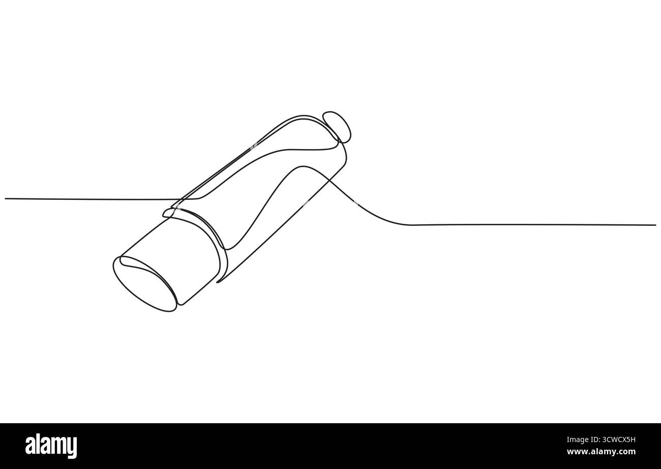 Illustrazione vettoriale a una linea continua dello scarico dell'auto, tubo di scarico dell'auto e sistema del convertitore catalitico a una linea Illustrazione Vettoriale