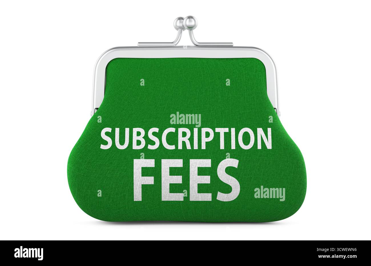 Concetto di quota di abbonamento con portamonete. Rendering 3D isolato su sfondo bianco Foto Stock