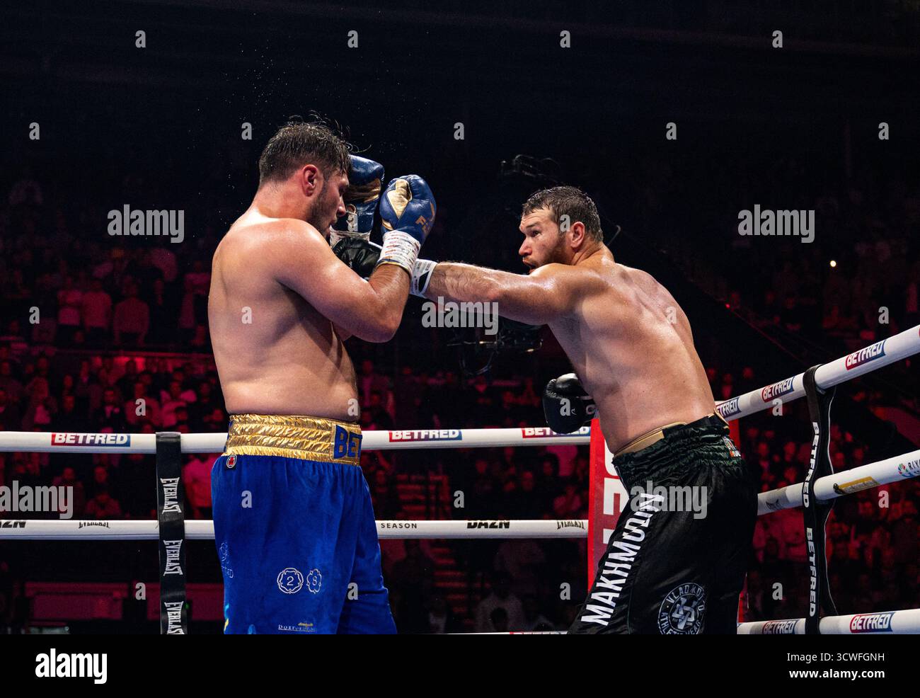Utilita Arena, Sheffield, Regno Unito. 11 ottobre 2025. Matchroom Boxing, Dave Allen contro Arslanbek Makhmudov; Arslanbek Makhmudov conquista il titolo intercontinentale WBA contro David Allen Credit: Action Plus Sports/Alamy Live News Foto Stock