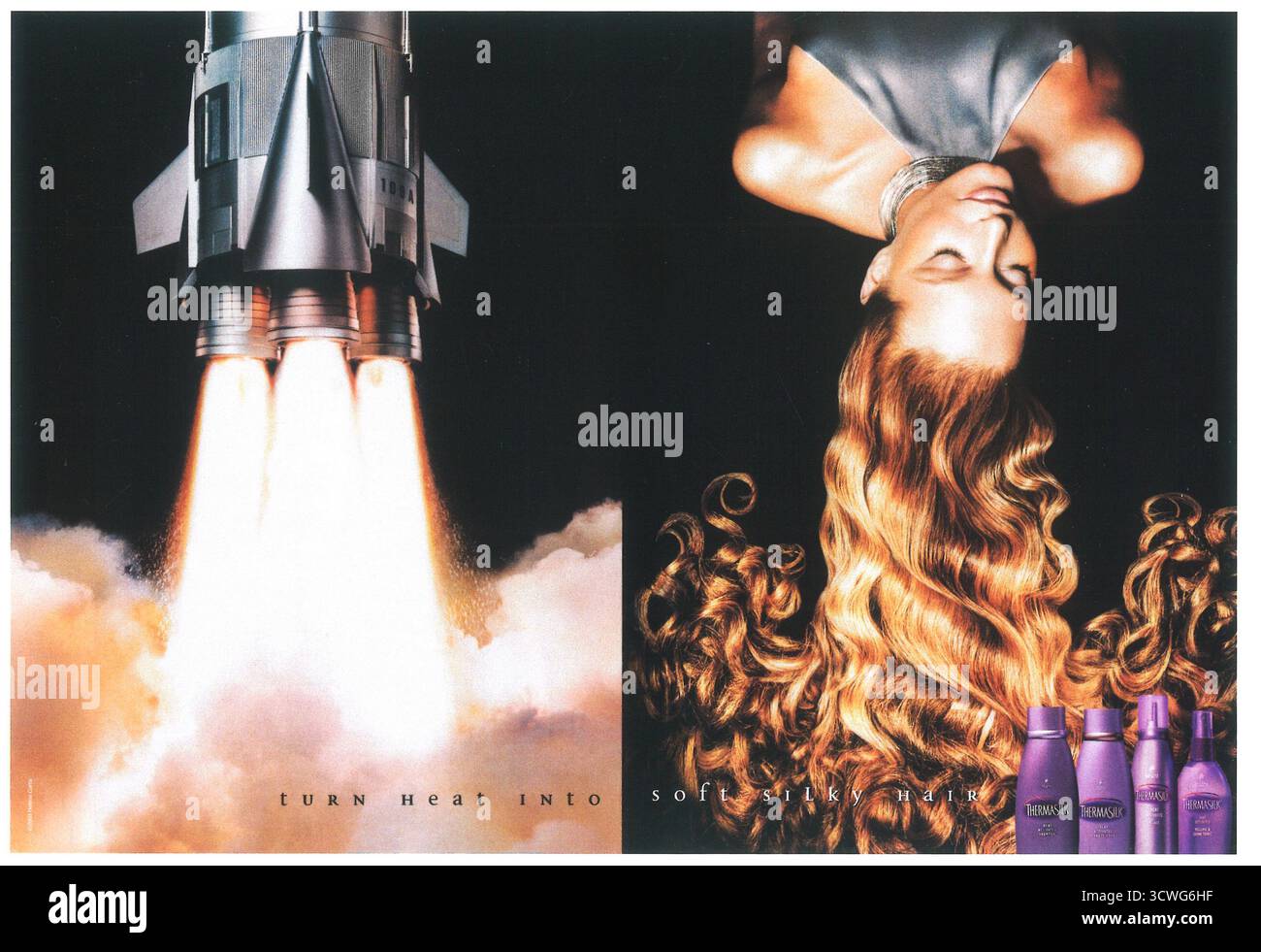 2003 prodotti per la cura dei capelli ThermaSilk annuncio "Turn Heat into Silk" Foto Stock