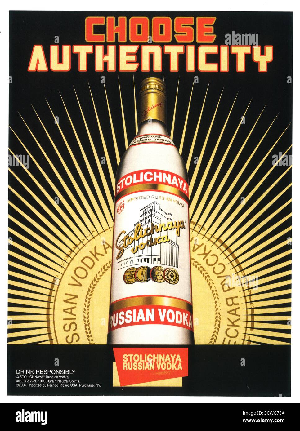 2008 Stolichnaya Russian Vodka ad, "Scegli autenticità" Foto Stock