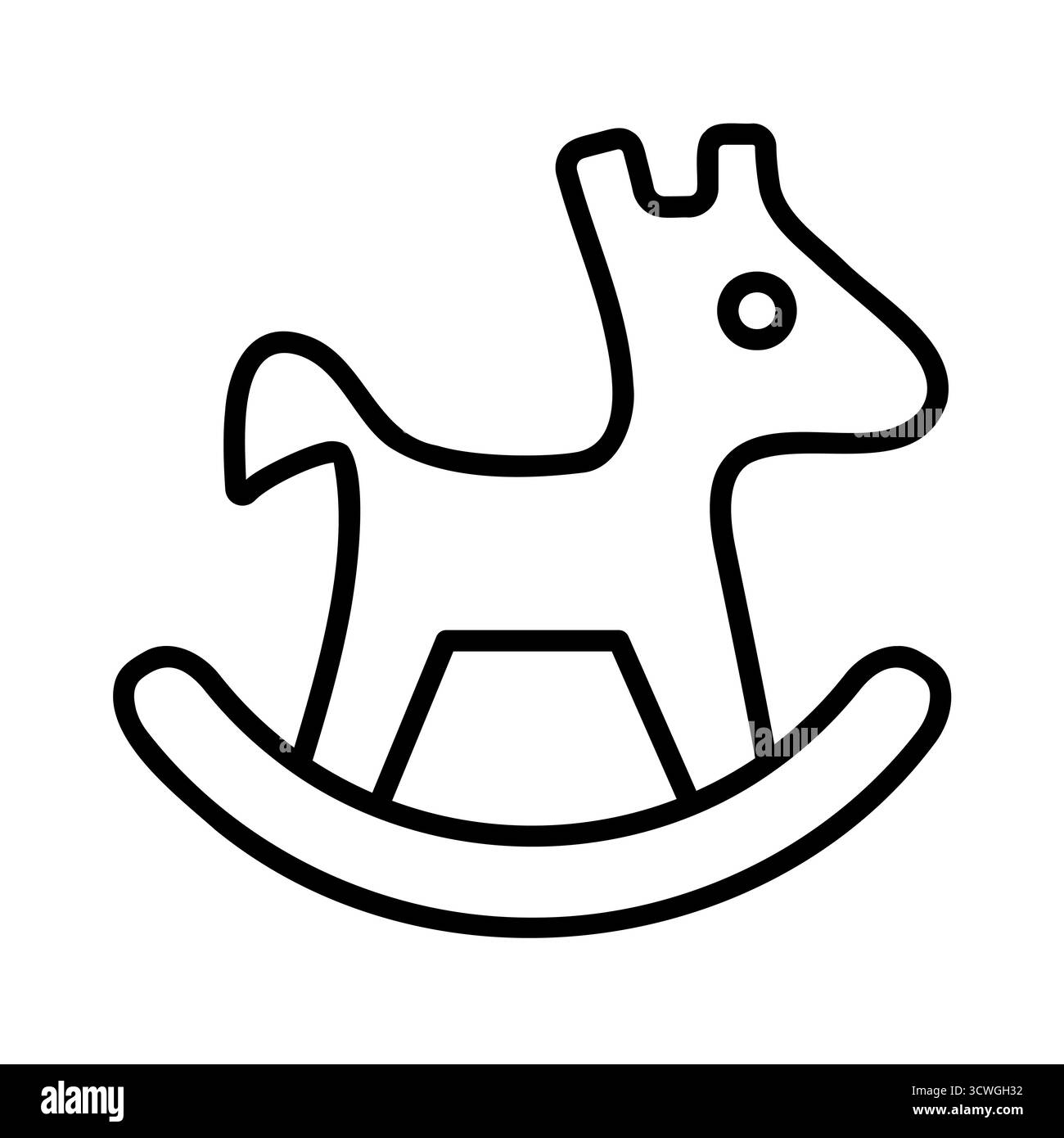 Icona classica di un cavallo a dondolo natalizio, simbolo dell'infanzia e della gioia, ideale per disegni festivi e illustrazioni a tema giocattolo. Illustrazione Vettoriale