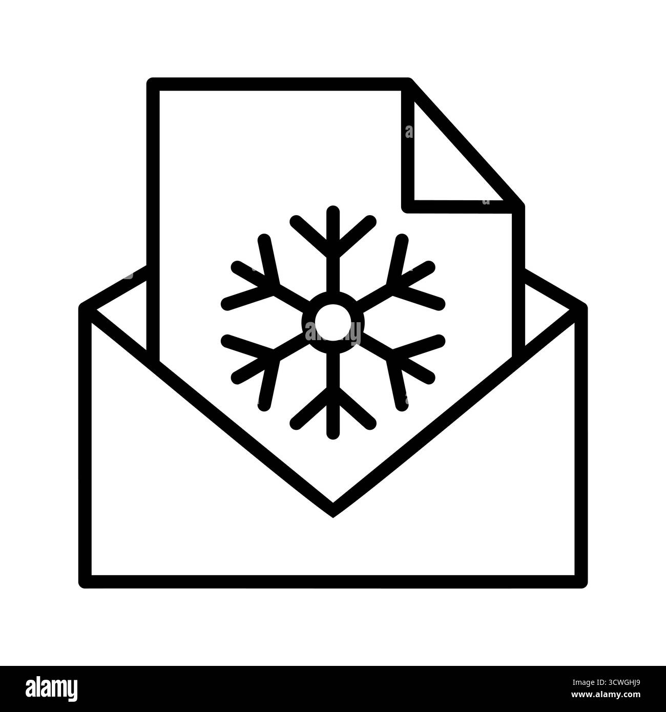 Icona minimalista del biglietto di auguri natalizi con motivo a fiocco di neve, perfetta per inviti alle feste, cartellini regalo e illustrazioni delle festività invernali. Illustrazione Vettoriale