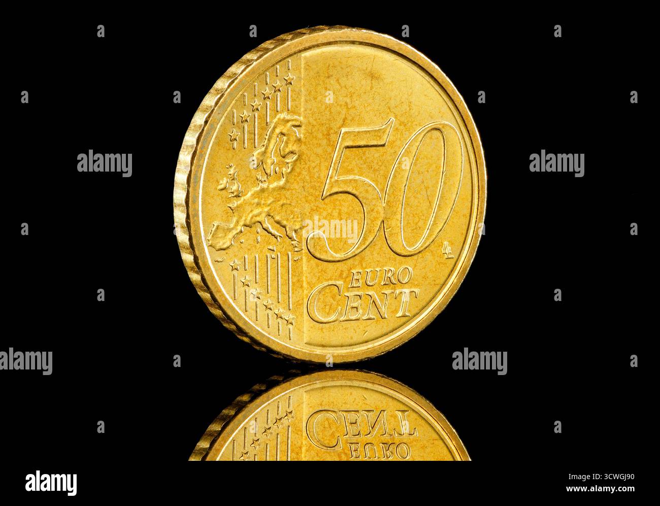 Il rovescio comune di una moneta da 50 centesimi di euro. Foto Stock