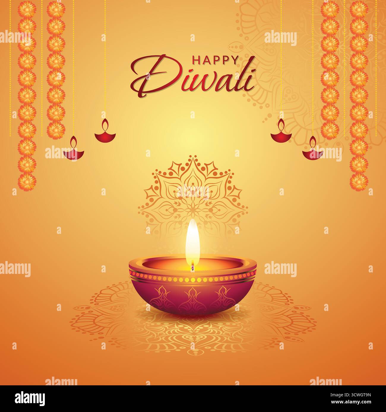 Happy diwali indian hindu festival culturale background con diya Illustrazione Vettoriale