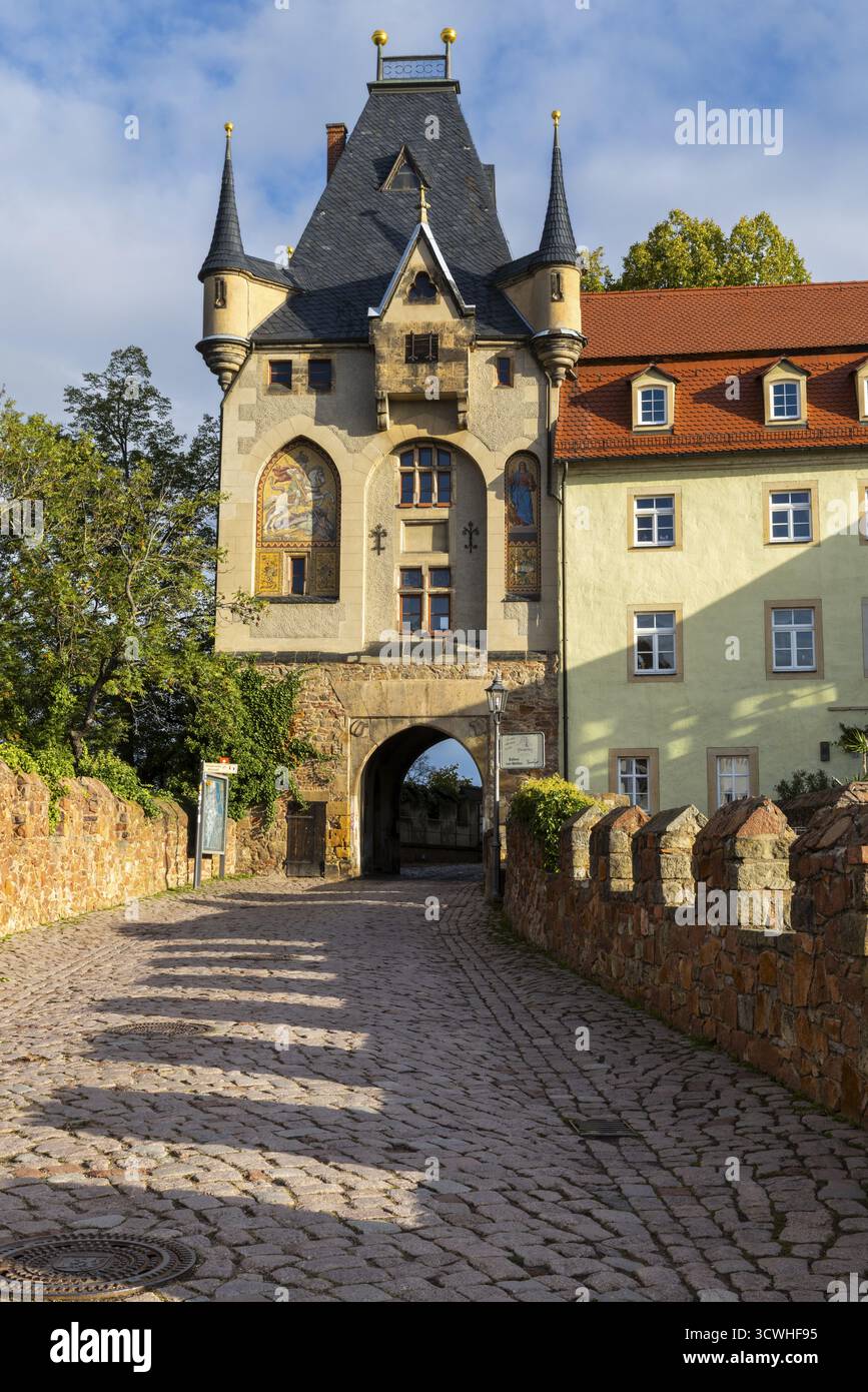 Via per la porta, città Vecchia, Meissen, Sassonia, Germania Foto Stock