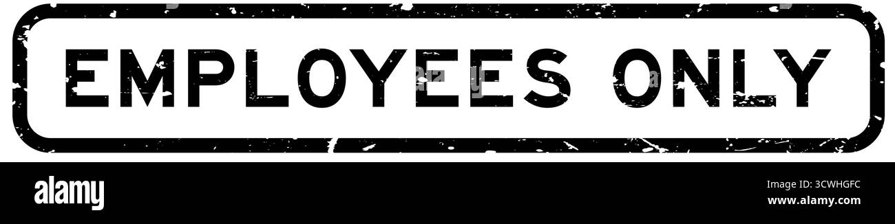 Sigillo in gomma quadrato per dipendenti nero grunge su sfondo bianco Illustrazione Vettoriale