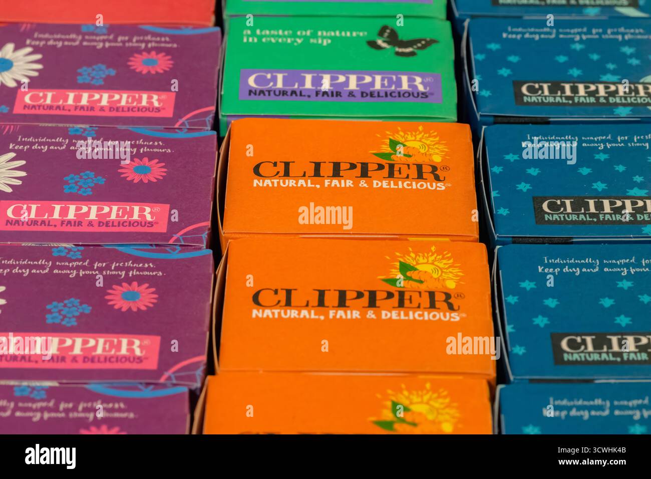 Close Up Packages Clipper Tea ad Amsterdam, Paesi Bassi 10-10-2025 Foto Stock