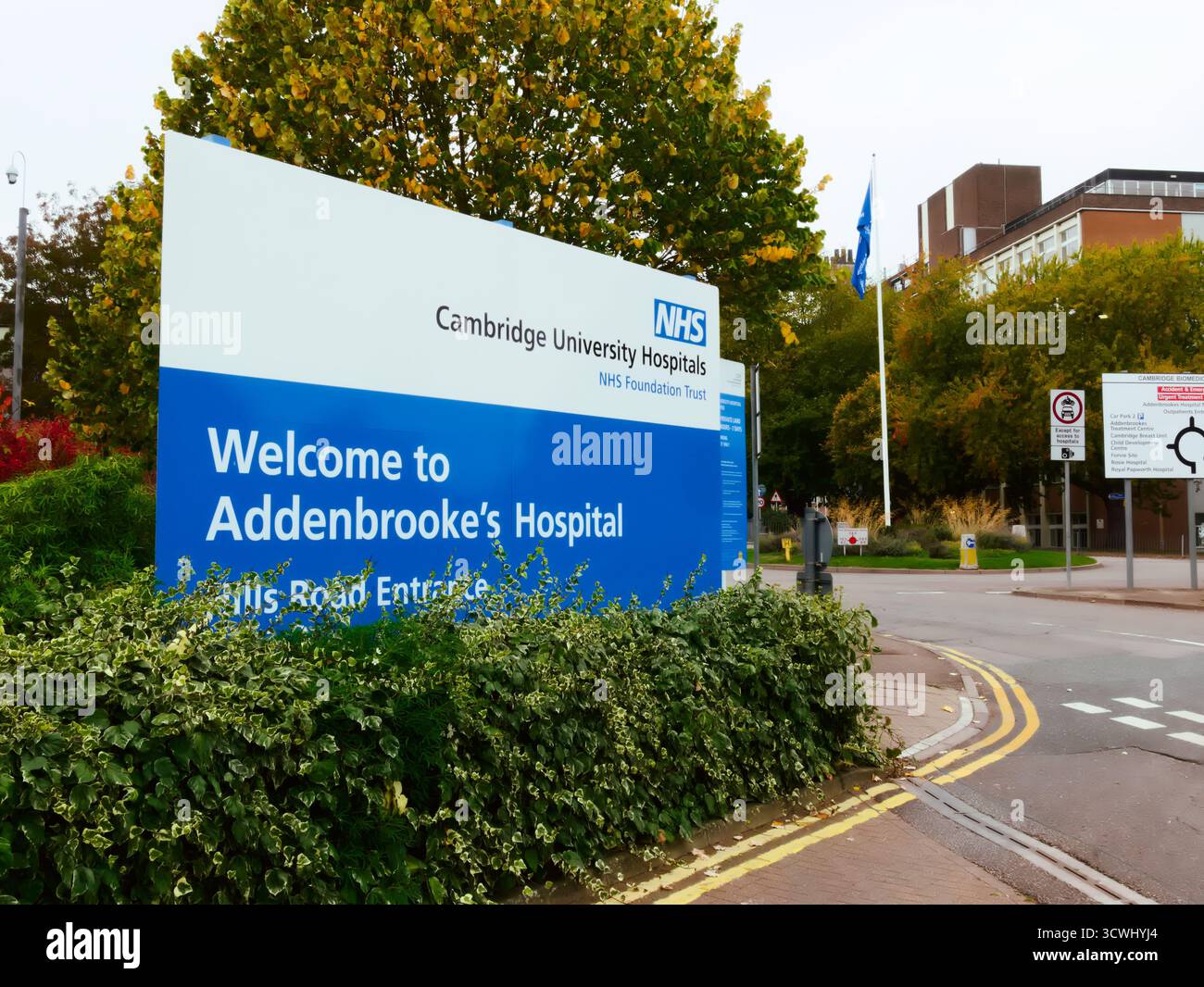 Cambridge, Cambridgeshire, Regno Unito - 12 ottobre 2025: Addenbrooke's Hospital di Cambridge, Regno Unito. Foto Stock
