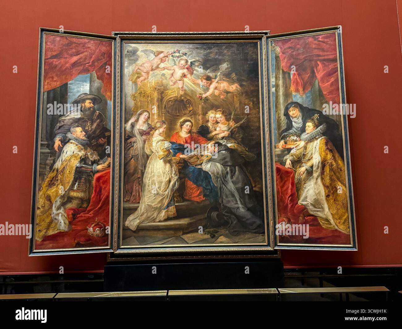 Kunsthistorisches Museum, Vienna: Il Trittico di Sant'Ildefonso di Peter Paul Rubens (1630-32), che mostra Sant'Ildefonso e i patroni asburgici. Foto Stock