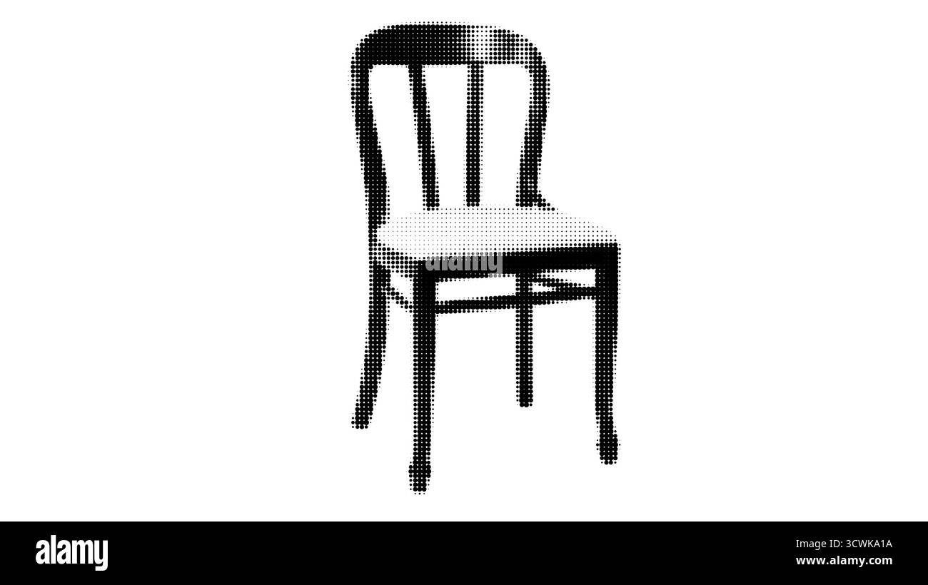 Elemento isolato Dadaism Chair Collage su sfondo bianco. Moderna sedia da pranzo in legno isolata sul bianco per il design degli interni. Illustrazione Vettoriale