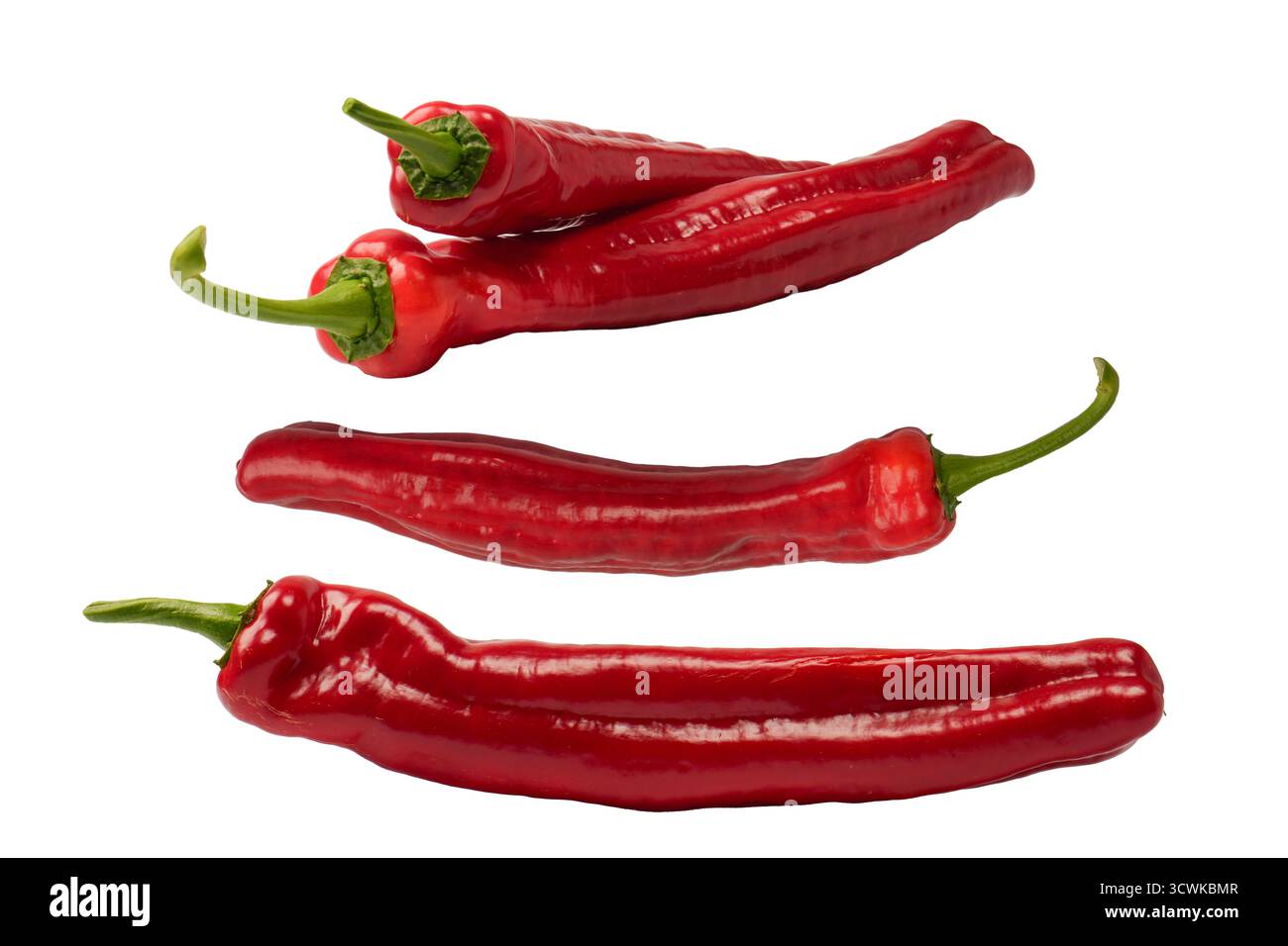 Pepe rosso dolce fresco isolato su fondo bianco. Foto Stock