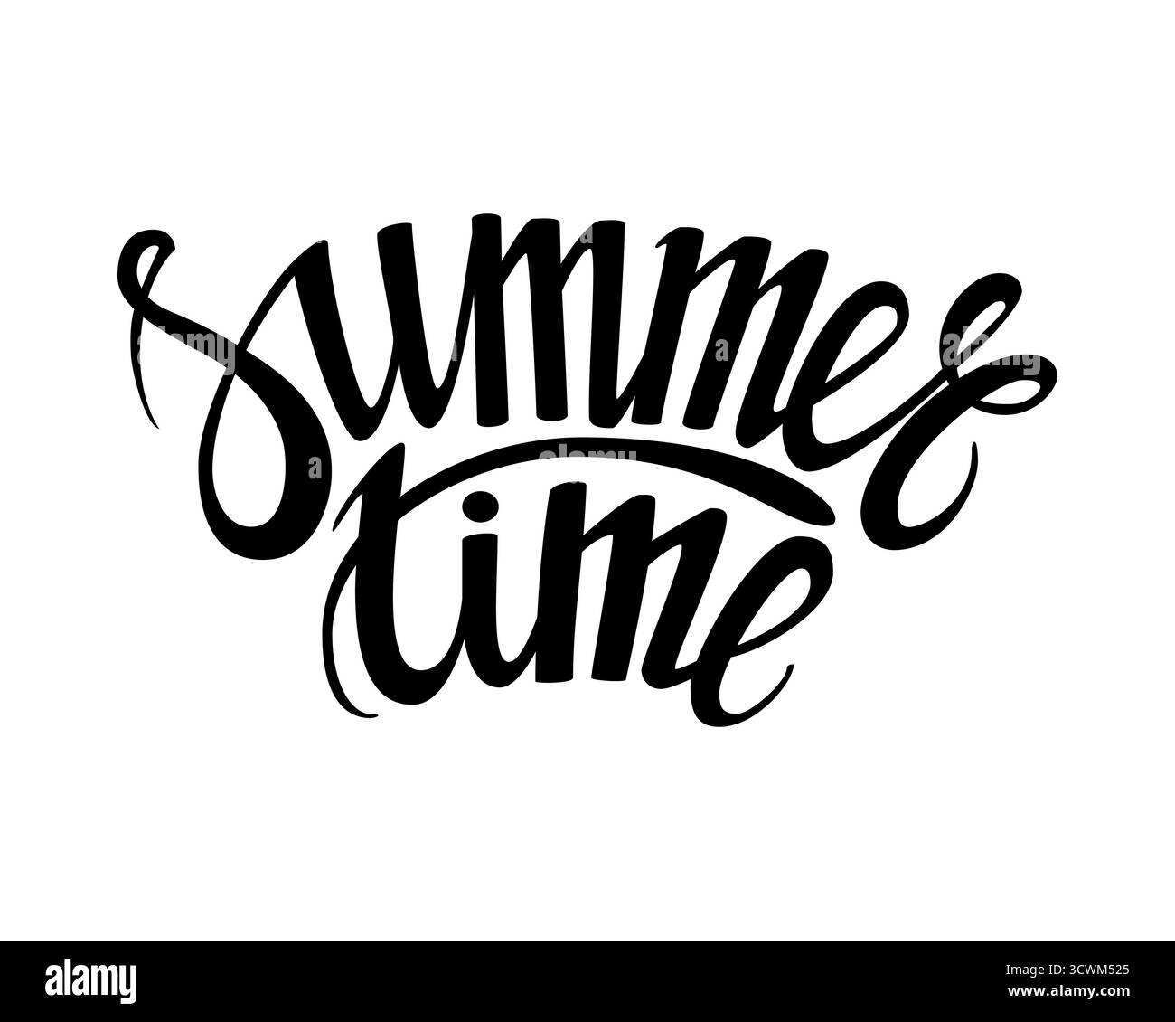 Frase disegnata a mano Summer Time isolata su sfondo bianco. Lettere a mano cartolina di auguri calligrafici o invito per il modello della festa estiva Illustrazione Vettoriale