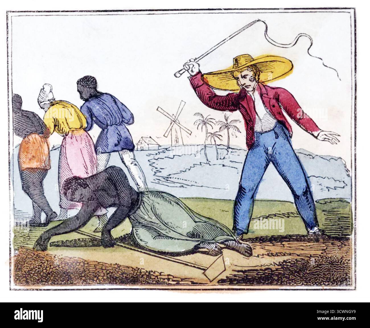 IL LAMENTO DELL'UOMO NERO o come fare lo zucchero. Illustrazione della schiavitù in una piantagione di zucchero delle Indie occidentali dal libro del 1826 di Amelia Opie. Foto Stock