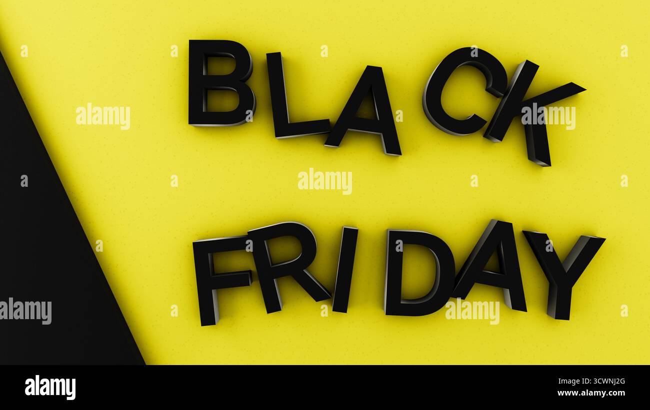 Black Friday Bold Letters Modern Abstract Yellow Foto Stock