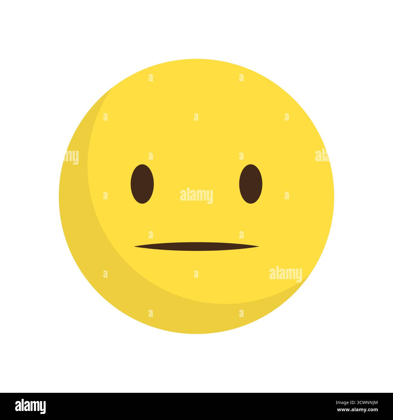 Espressione emoji neutrale. Emozione della faccia vettoriale gialla. Simbolo di comunicazione calma. Carattere chat. EPS 10. Illustrazione Vettoriale