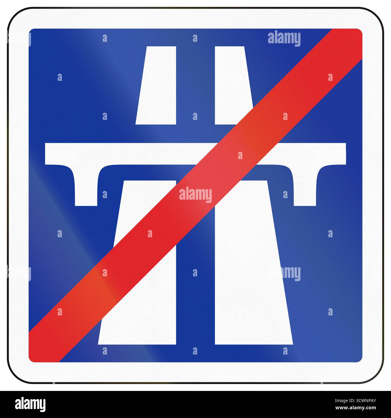 Segnale stradale utilizzato in Francia - fine dell'autostrada. Foto Stock