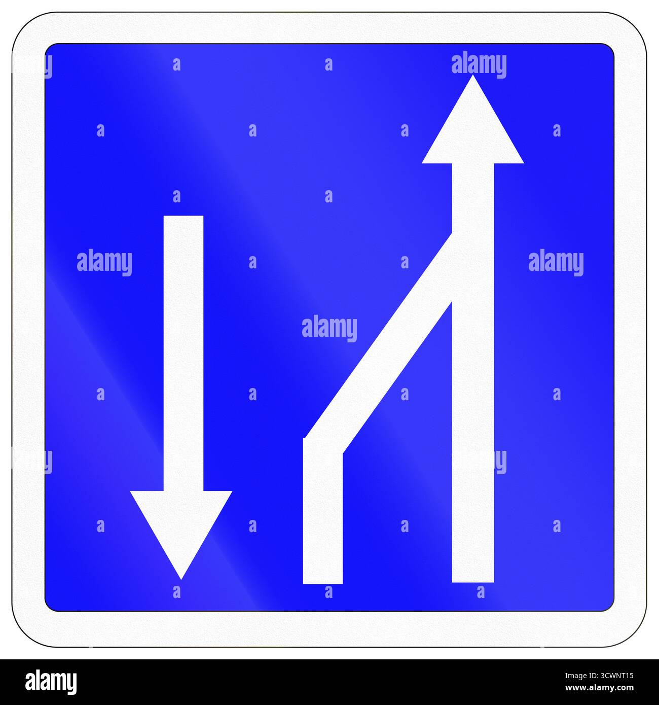 Segnale stradale utilizzato in Francia - incrocio di corsia. Foto Stock