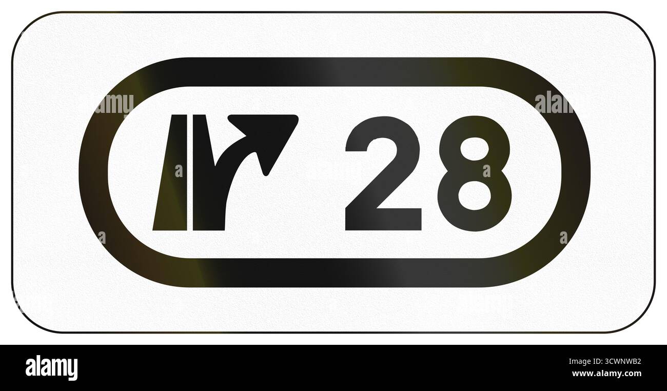 Pannello segnaletica stradale aggiuntivo utilizzato in Francia - numero di uscita. Foto Stock