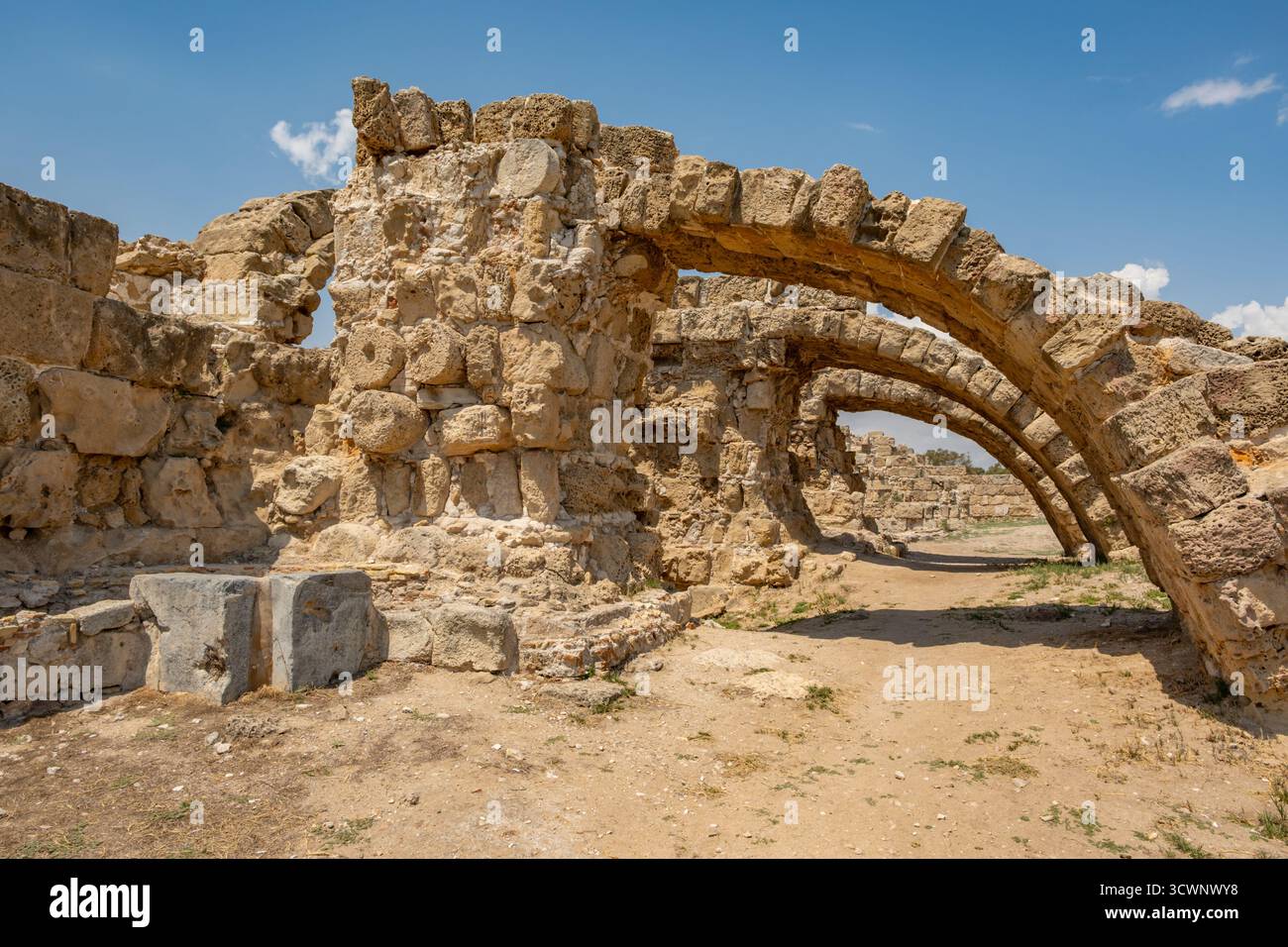 Le rovine romane della città di Salamina nella Cipro settentrionale controllata dai turchi Foto Stock