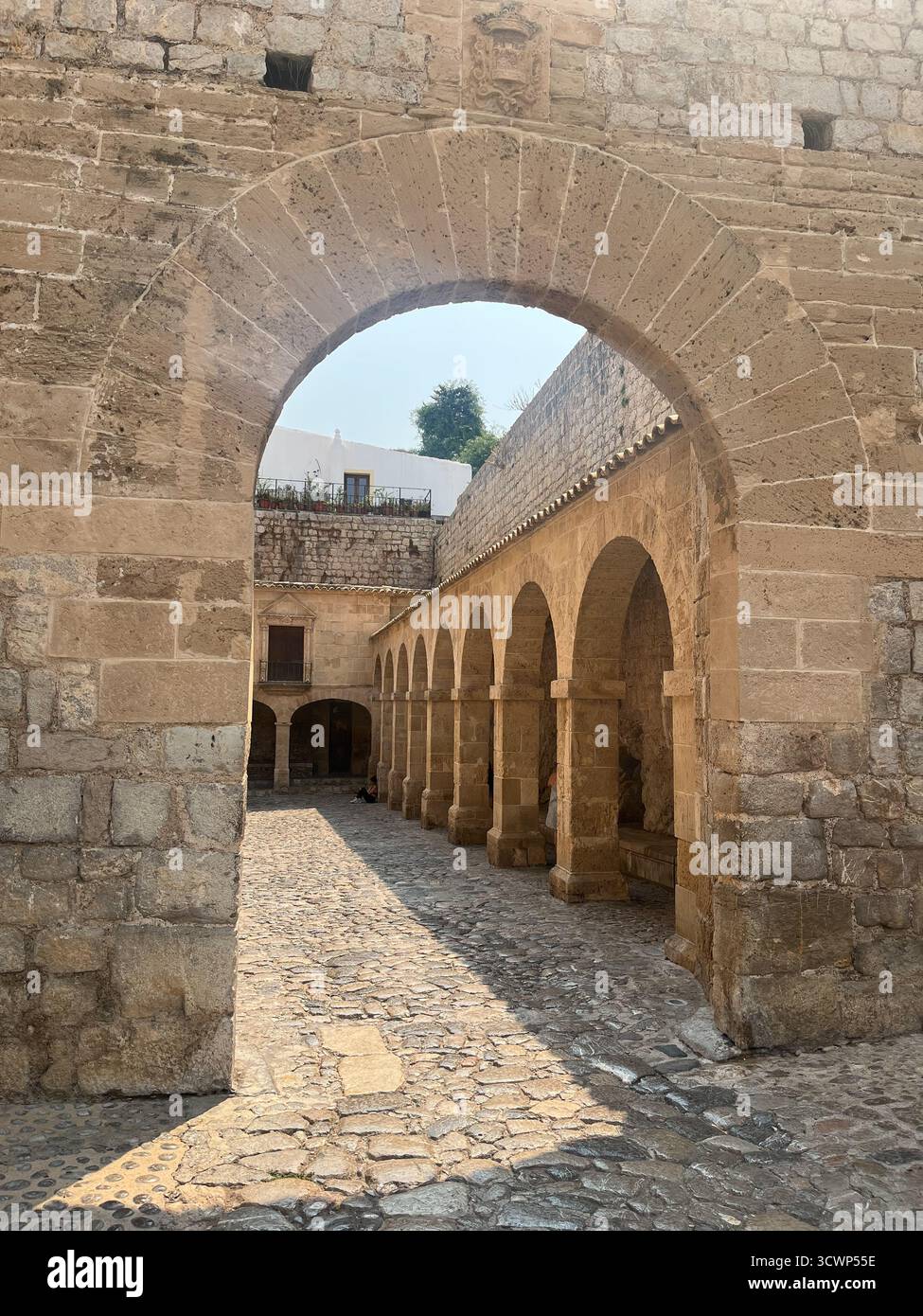 Centro storico dell'isola di Ibiza, dettaglio della fortezza di Dalt Vila Foto Stock