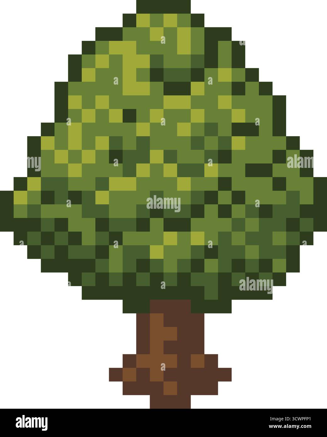 Stile isometrico albero disegno pixel Illustrazione Vettoriale