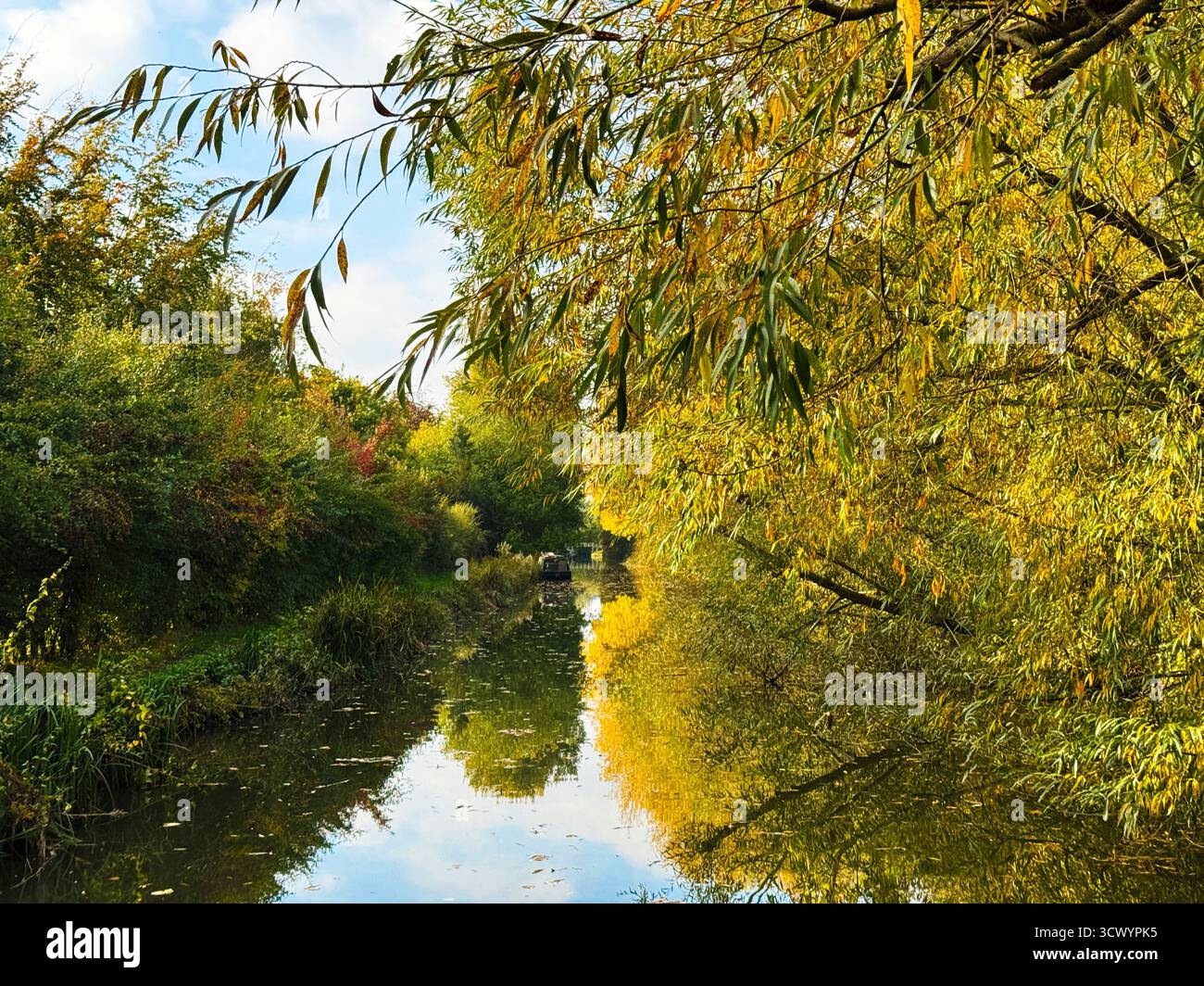 Autunno lungo il canale Kennet e Avon vicino a Hungerford nel Berkshire. Foto Stock