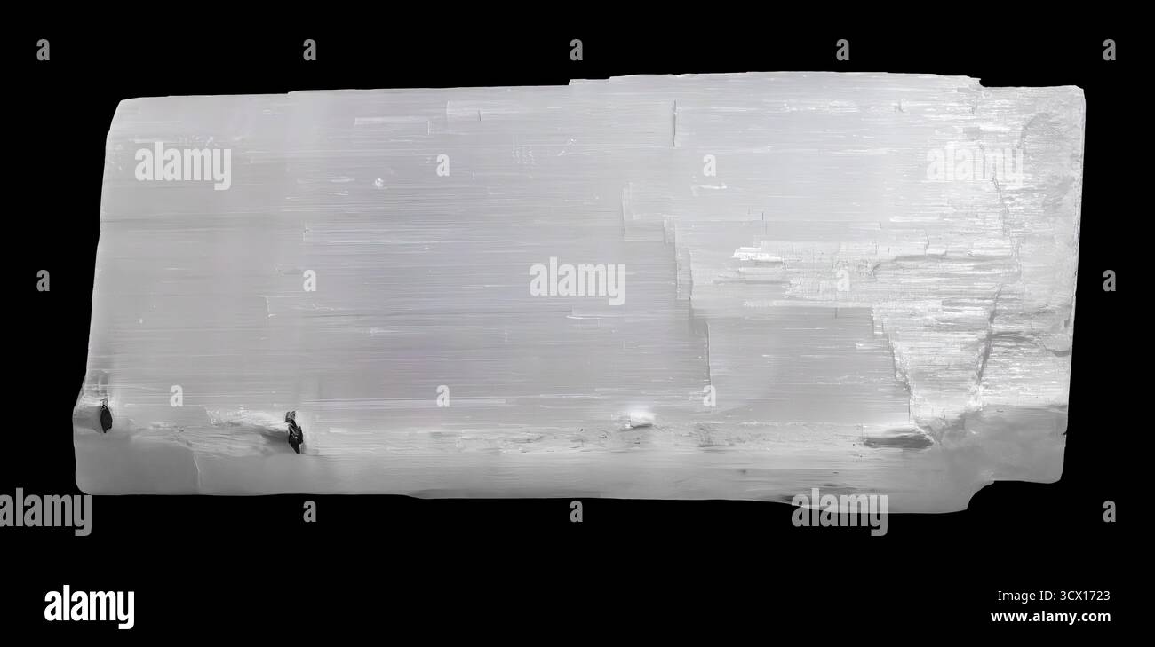 Gesso (CaSO₄·2HorgoO), massa fibrosa traslucida, Cascate del Niagara, New York, Stati Uniti. Foto Stock