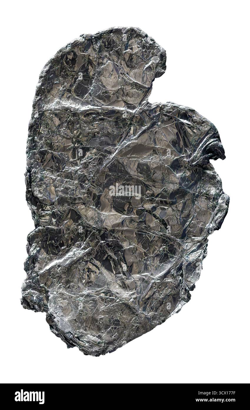 Molibdenite (MoS₂), foglio di taglio con lucentezza metallica brillante, nuovo Galles del Sud, Australia. Foto Stock