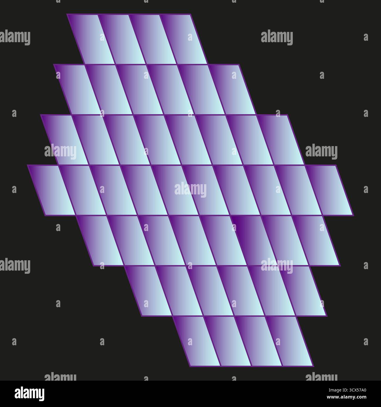 Motivo a rombo geometrico. Forme vettoriali astratte. Grigio sfumato viola. Illustrazione dell'illusione ottica. EPS 10. Illustrazione Vettoriale