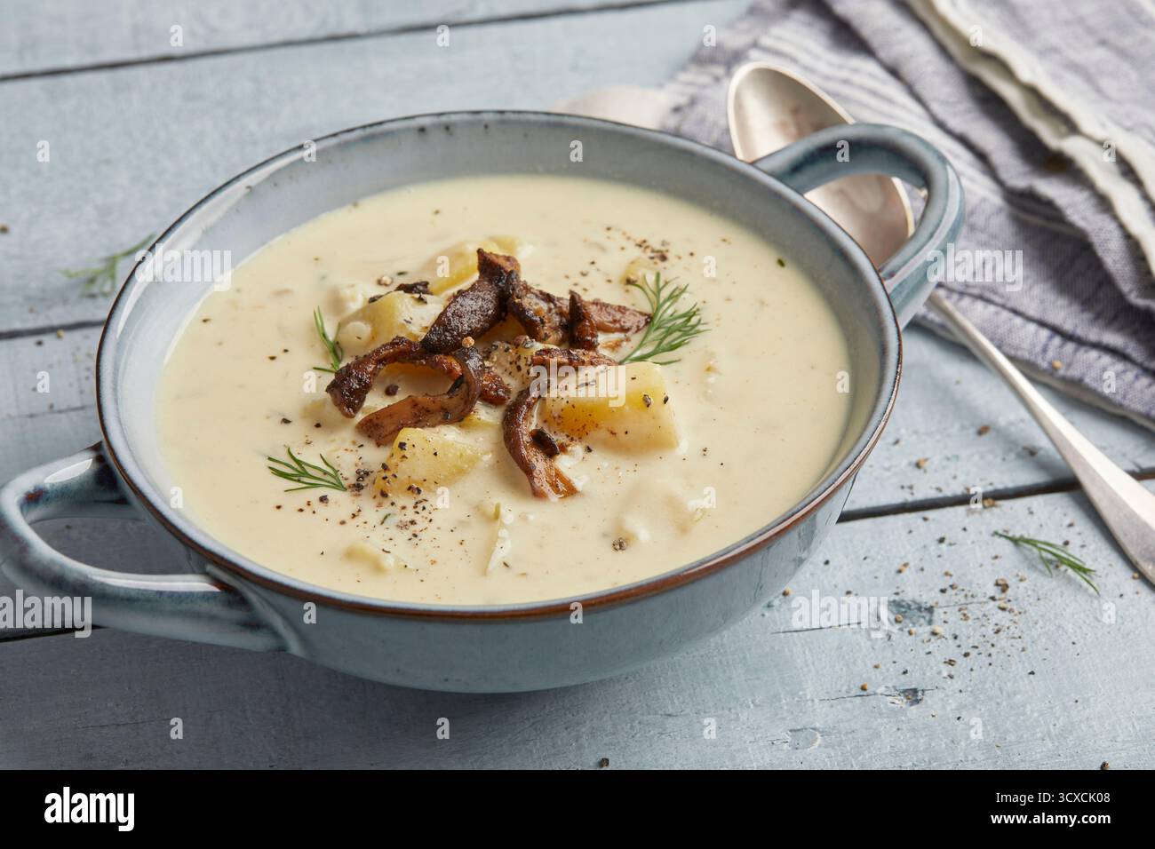 Zuppa vegana di zuppa di vongole Foto Stock